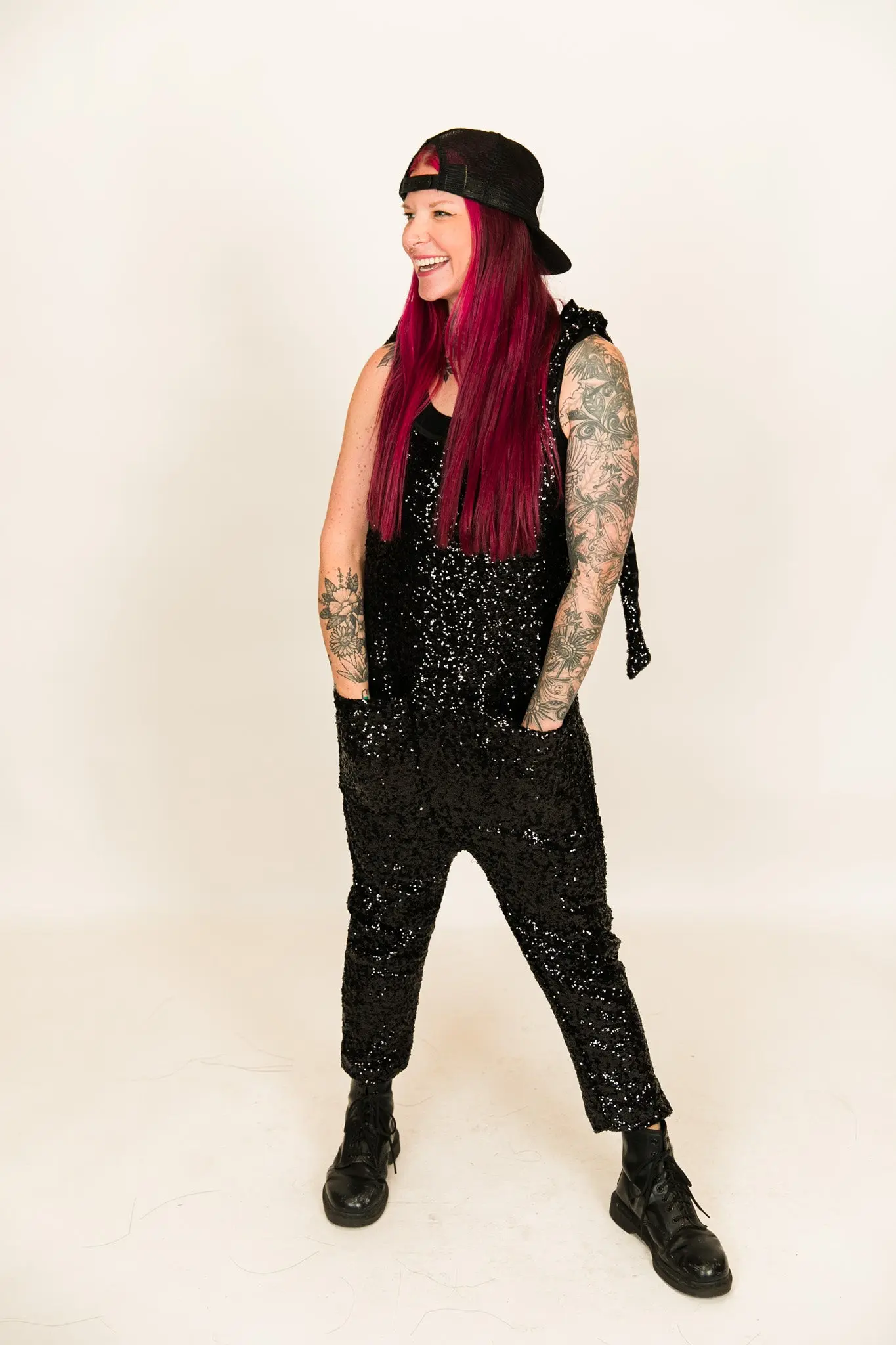 Black Sequin Party Jumpsuit - Image 3