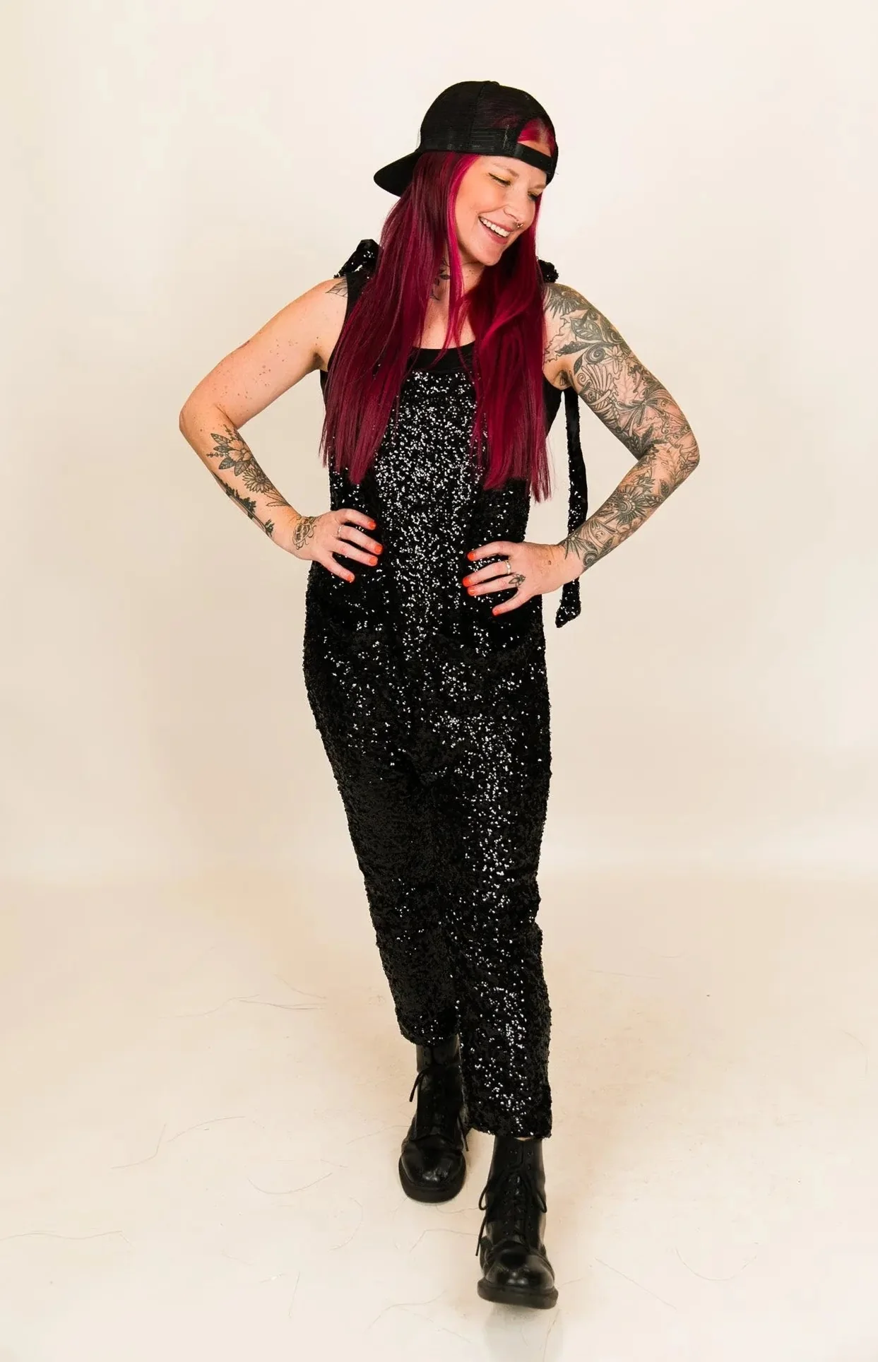 Black Sequin Party Jumpsuit - Image 5
