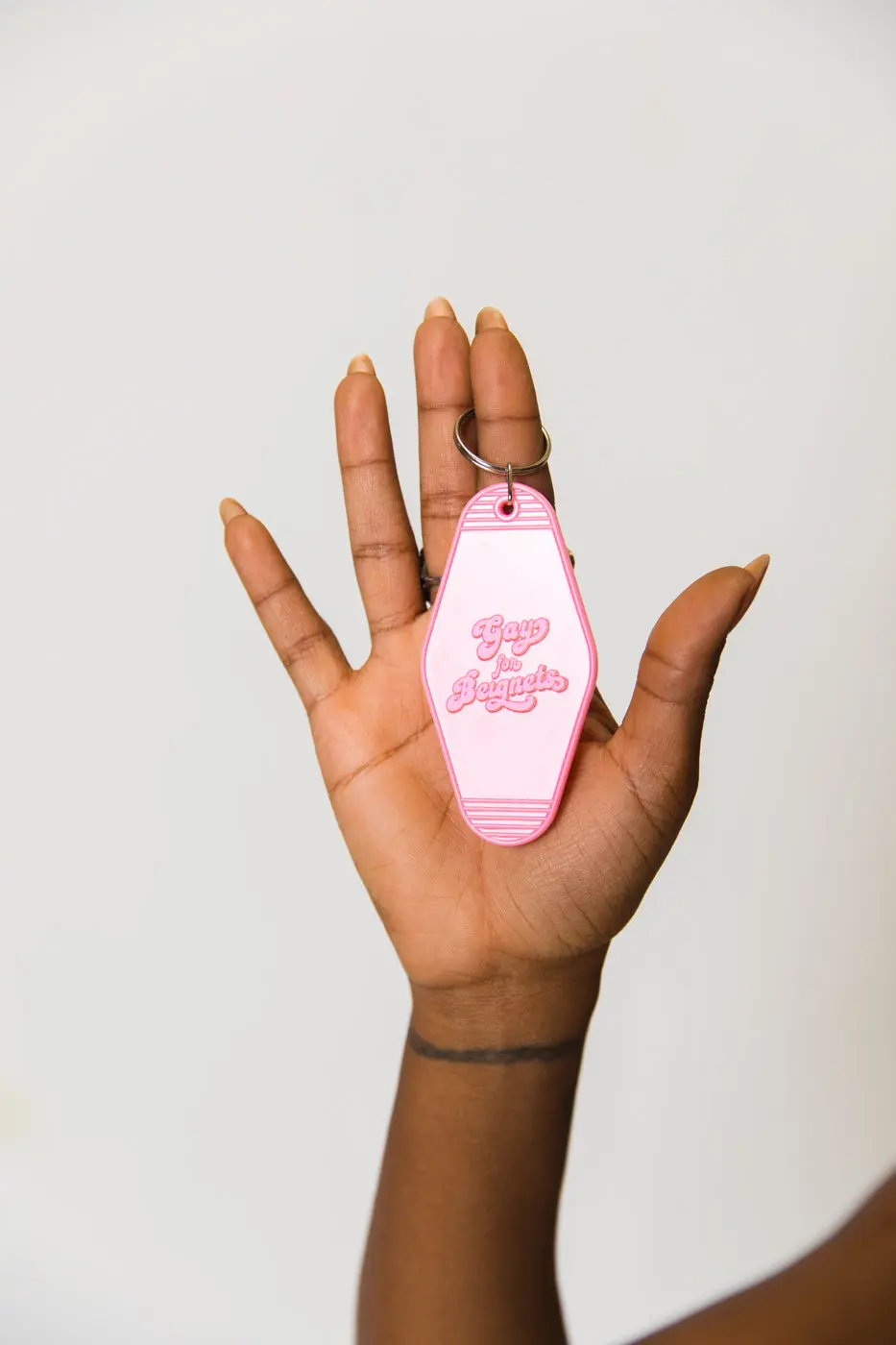 Gay for Beignets Motel Keychain - Image 3