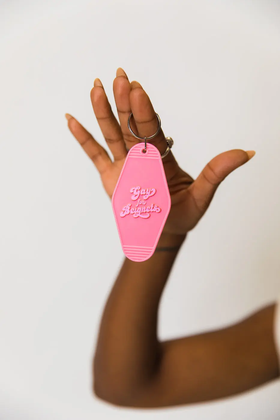 Gay for Beignets Motel Keychain - Image 4