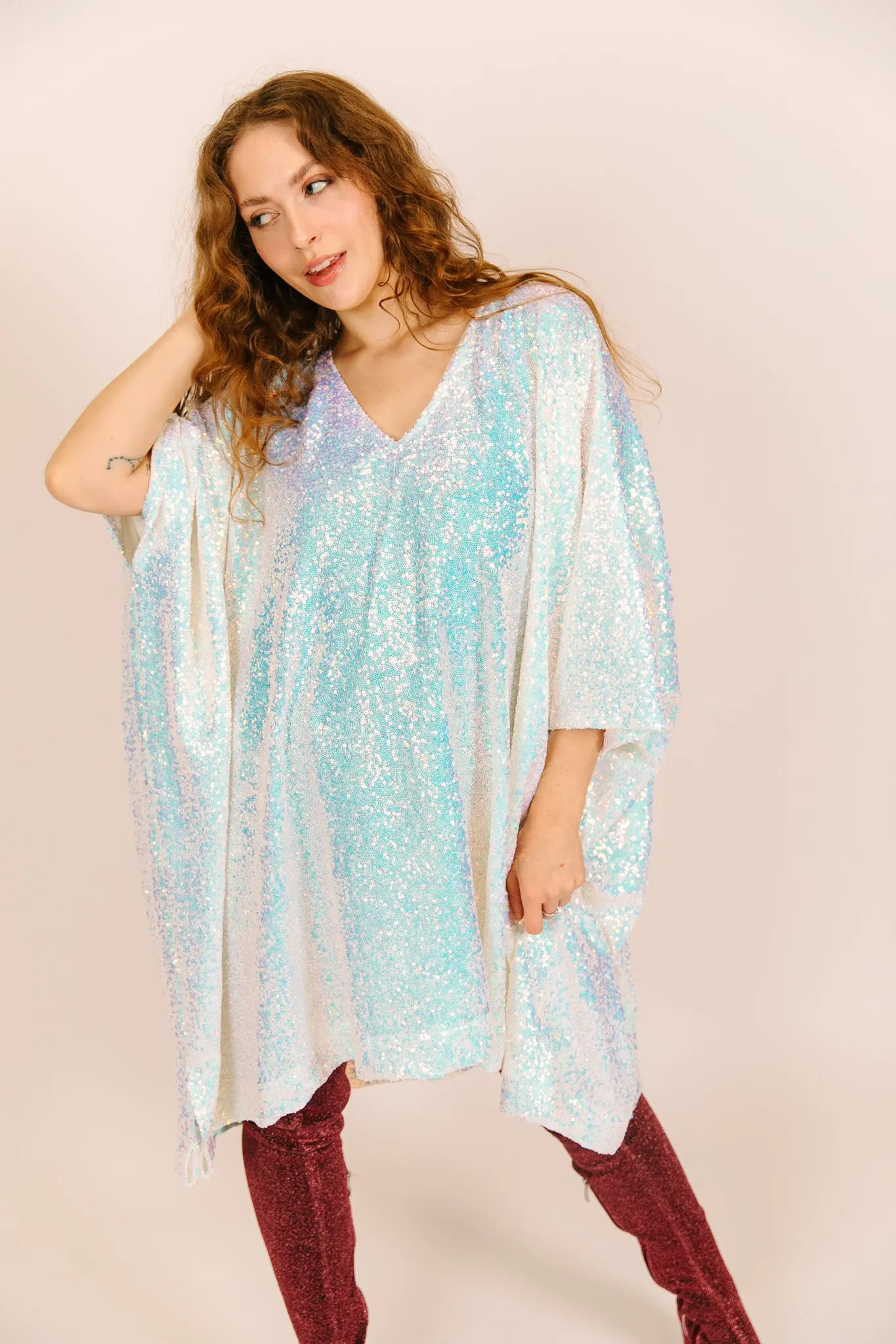 Iridescent Sequin Short Caftan