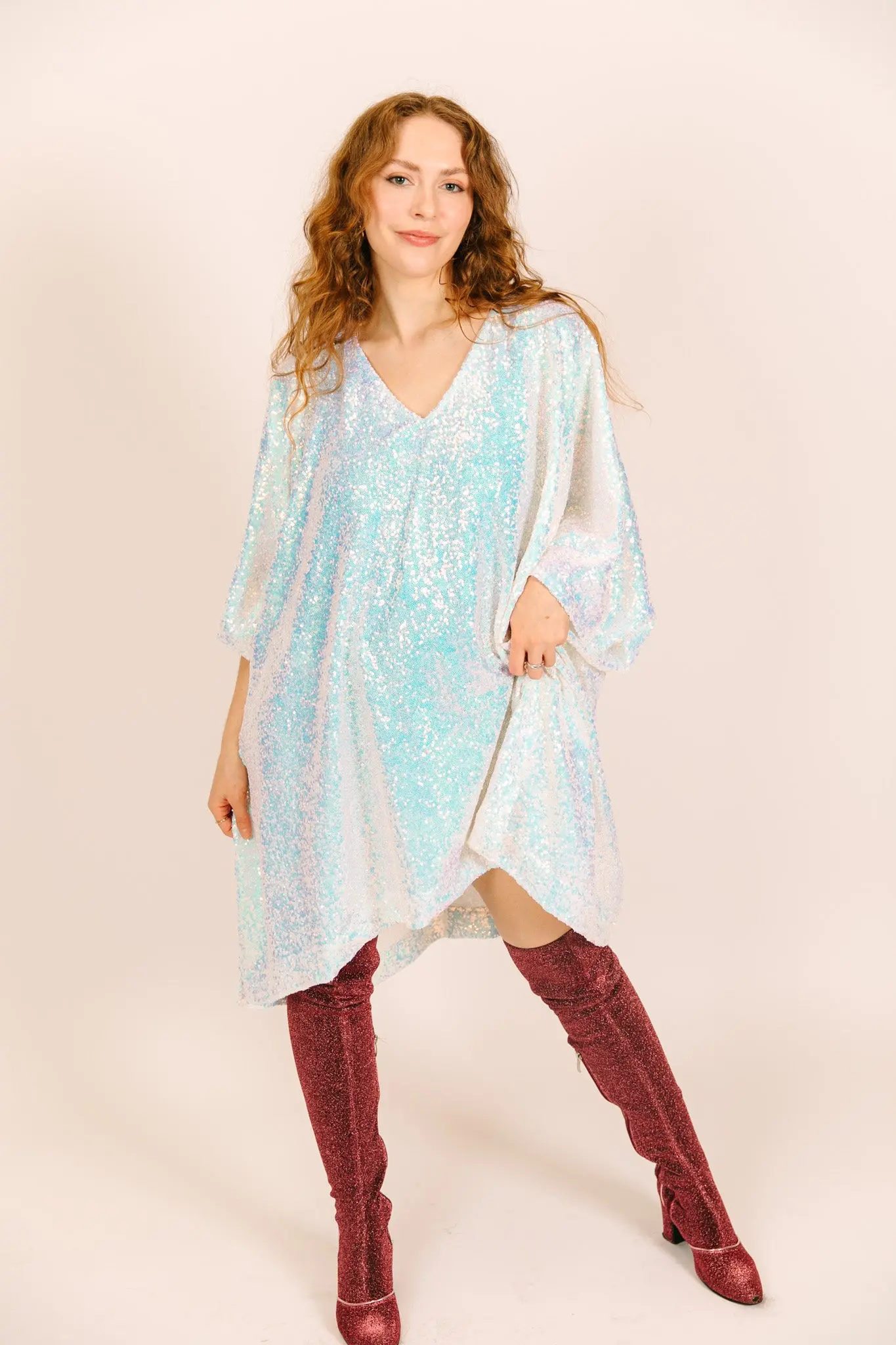 Iridescent Sequin Short Caftan - Image 6