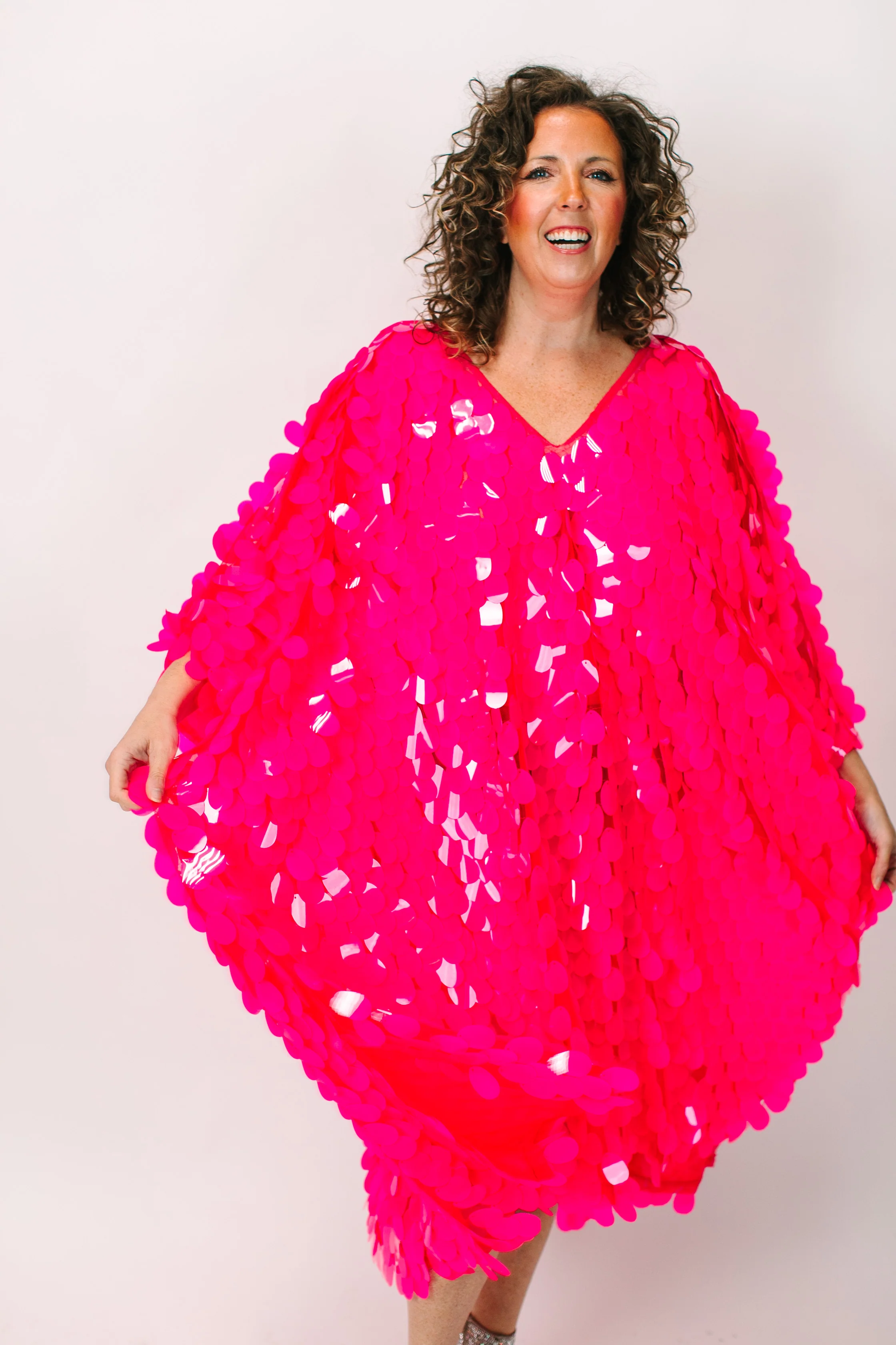 Pink Jumbo Paillette Mid Caftan