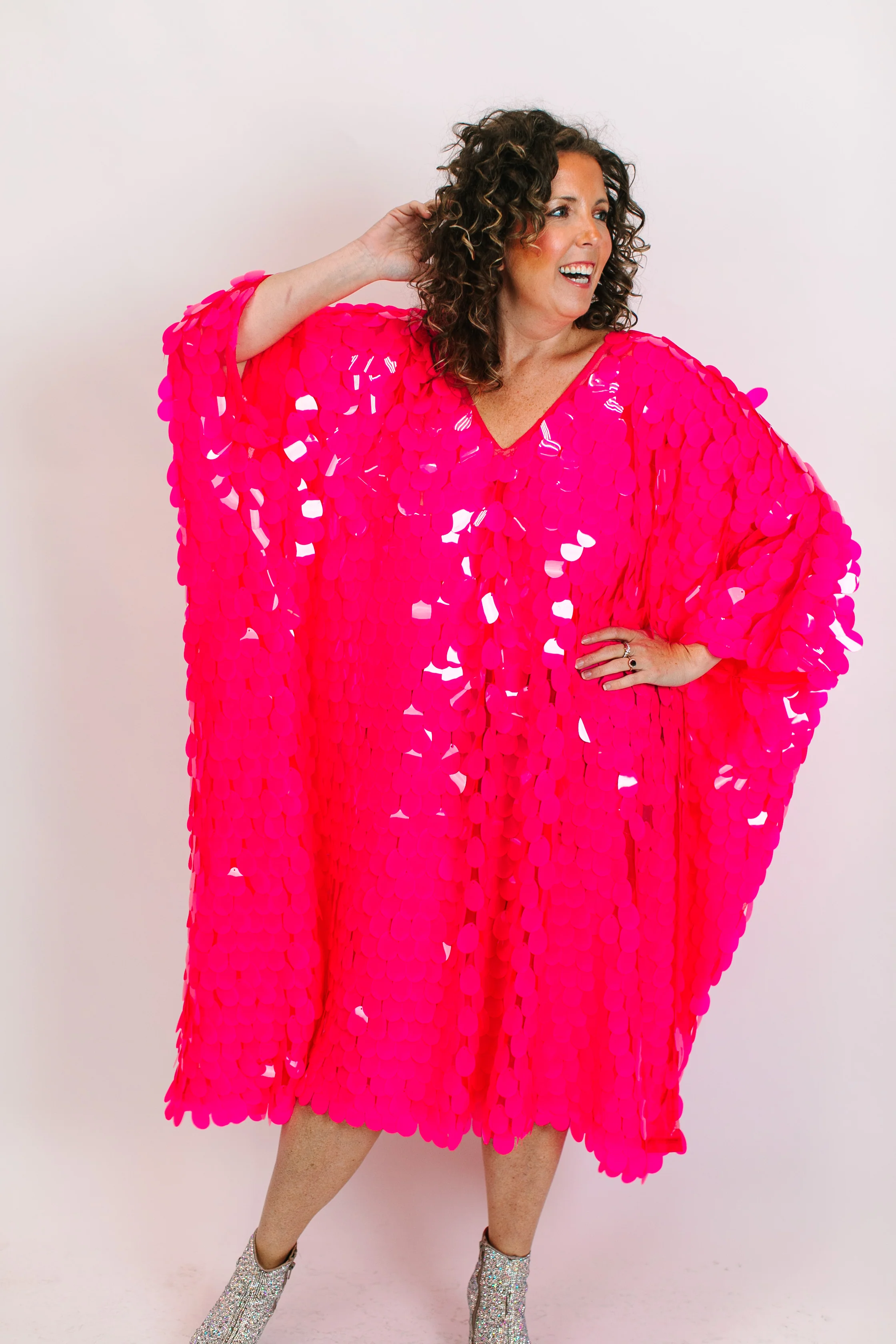 Pink Jumbo Paillette Mid Caftan - Image 3