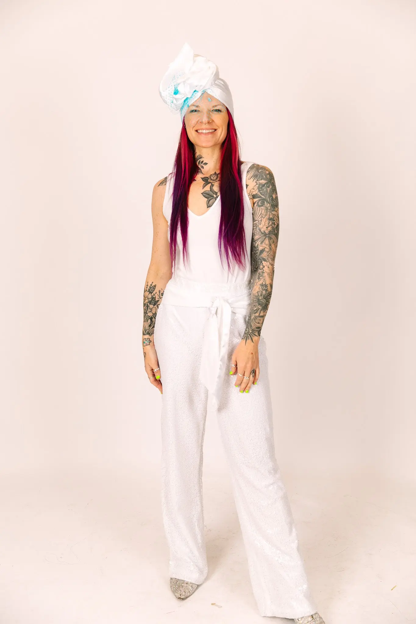 White Sequin High Waisted Pants - Image 5